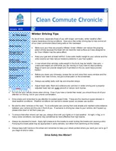 Clean Commute Chronicle January 2010 In This Issue Winter Driving Tips