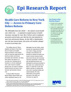 Health Care Reform in New York City—Access to Primary Care Before Reform