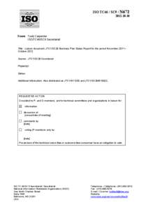 ISO TC46/SC9/N672 Liaison document: JTC1/SC29 Business Plan Status Report for the period November 2011-October 2012