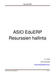 Asio EduERP  ASIO EduERP Resurssien hallinta