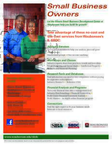 Small Business Owners Let the Illinois Small Business Development Center at Waubonsee help you build for growth!  Take advantage of these no-cost and