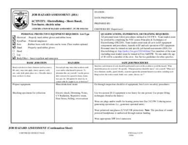 STATION:  JOB HAZARD ASSESSMENT (JHA) DATE PREPARED: