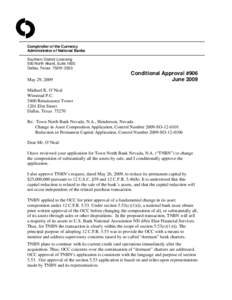 Comptroller of the Currency Administrator of National Banks Southern District Licensing 500 North Akard, Suite 1600 Dallas, Texas[removed]