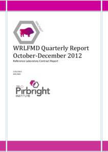 WRLFMD Quarterly Report October-December 2012 Reference Laboratory Contract Report[removed]WRLFMD