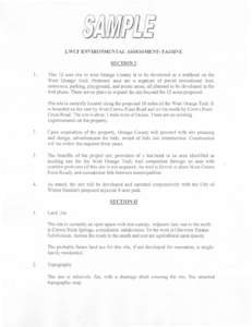 LWCF ENVIRONMENTALASSESSMENT-PASSIVE SECTION[removed]This 12 acre site in west Orange County is to be developed as a trailhead on the