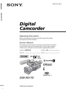)  DSR-PD170 Digital Camcorder