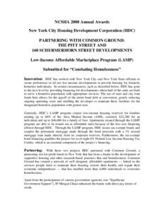 Microsoft Word - Entry Description Homeless -NCSHA 2008 Annual Awards Homeless Housing FINAL_2_