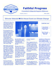 Faithful Progress A Newsletter for Religiously Progressive Oklahomans VOLUME 1, ISSUE 3 MARCH 2014