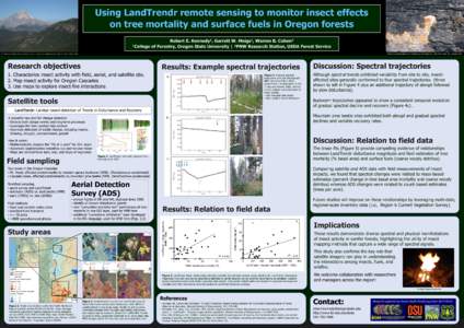 Using LandTrendr remote sensing to monitor insect effects on tree mortality and surface fuels in Oregon forests Robert E. Kennedy1, Garrett W. Meigs1, Warren B. Cohen2 1College of Forestry, Oregon State University | 2PNW