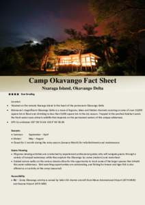 Camp Okavango Fact Sheet Nxaraga Island, Okavango Delta Star Grading 
