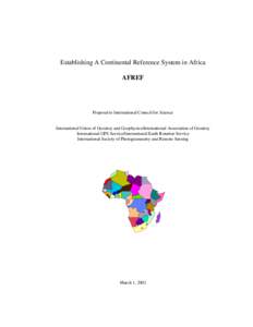 Establishing A Continental Reference System in Africa AFREF Proposal to International Council for Science  International Union of Geodesy and Geophysics/International Association of Geodesy