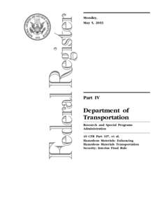 United States maritime law / Code of Federal Regulations / Hazardous materials / Dangerous goods / Trucking industry in the United States / Right to know / Explosive material / Title 46 of the Code of Federal Regulations / Transportation Security Administration / Transport / Safety / Security