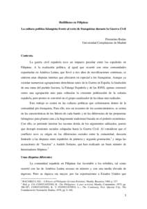 Hedillismo en Filipinas. La cultura política falangista frente al resto de franquistas durante la Guerra Civil