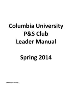 Columbia University P&S Club Leader Manual Spring[removed]Updated as of[removed]