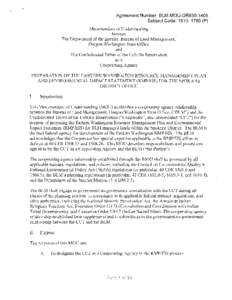 MOU between DOI, BLM, OR/WA SO and The Confderated Tribes of the Colville Reservation as a Cooperating Agency Preparation of the Eastern Washington Resource Management Plan and Environmental Impact Statement (RMP/EIS) fo