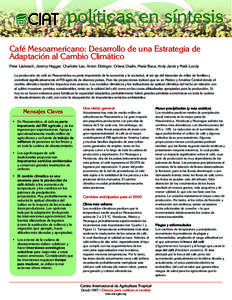 Café Mesoamericano: Desarrollo de una Estrategia de Adaptación al Cambio Climático Peter Läderach, Jeremy Haggar, Charlotte Lau, Anton Eitzinger, Oriana Ovalle, María Baca, Andy Jarvis y Mark Lundy La producción de