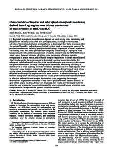 JOURNAL OF GEOPHYSICAL RESEARCH: ATMOSPHERES, VOL. 118, 54–72, doi:2012JD018507, 2013  Characteristics of tropical and subtropical atmospheric moistening derived from Lagrangian mass balance constrained by meas
