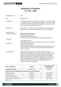 Declaration of Properties noSolid Identification code: 9SM