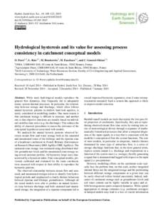 Hydrol. Earth Syst. Sci., 19, 105–123, 2015 www.hydrol-earth-syst-sci.netdoi:hess © Author(sCC Attribution 3.0 License.  Hydrological hysteresis and its value for assessing pr