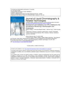 This article was downloaded by:[University of Lausanne] On: 20 February 2008 Access Details: [subscription number[removed]Publisher: Taylor & Francis Informa Ltd Registered in England and Wales Registered Number: 1072