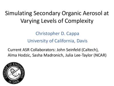 Simulating Secondary Organic Aerosol at Varying Levels of Complexity