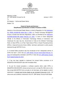 RESERVE BANK OF INDIA Foreign Exchange Department Central Office Mumbai[removed]RBI[removed]A.P. (DIR Series) Circular No. 66