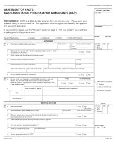 STATE OF CALIFORNIA - HEALTH AND HUMAN SERVICES AGENCY  CALIFORNIA DEPARTMENT OF SOCIAL SERVICES STATEMENT OF FACTS CASH ASSISTANCE PROGRAM FOR IMMIGRANTS (CAPI)