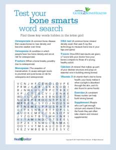 Test your bone smarts word search Guide BoneHealth