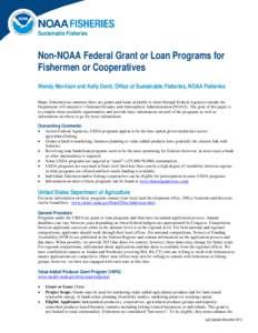 Non-NOAA Federal Grant or Loan Programs for Fishermen or Cooperatives