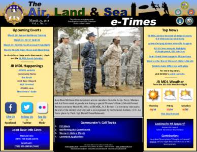 The official e-newsletter of the Joint Base McGuire-Dix-Lakehurst Public Affairs Office March 20, 2014 Vol. 5, No. 11