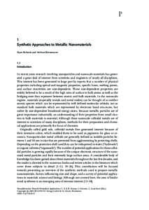 3  1 Synthetic Approaches to Metallic Nanomaterials Ryan Richards and Helmut Bnnemann