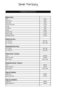 Shear Floristry Wedding Prices 2013 Button Holes