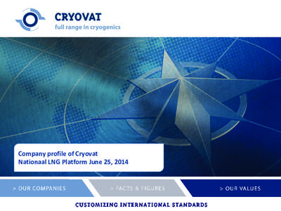 Company profile of Cryovat Nationaal LNG Platform June 25, 2014 Member of  Scope of supply LNG equipment