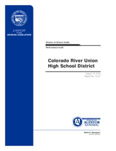 A REPORT TO THE ARIZONA LEGISLATURE  Division of School Audits