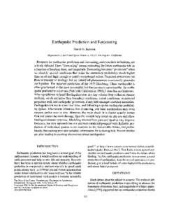 Earthquakes / Earthquake prediction / Prediction / Parkfield earthquake / Earthquake / Richter magnitude scale / Foreshock / San Andreas Fault / Aftershock / Geography of California / Seismology / Mechanics