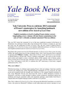 Yale Book News Yale University Press P.O. Box[removed]
