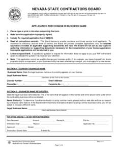APPLICATION FOR CHANGE IN BUSINESS NAME