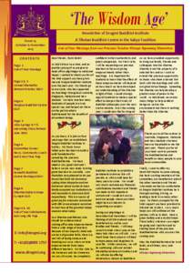 ‘The Wisdom Age’ Newsletter of Drogmi Buddhist Institute Issue 13 A Tibetan Buddhist Centre in the Sakya Tradition