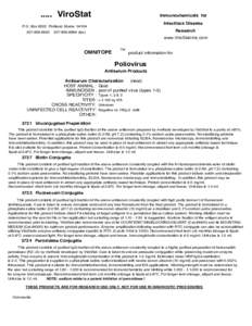 ..... ViroStat  Immunochemicals for Infectious Disease  P.O. Box 8522 Portland, Maine 04104