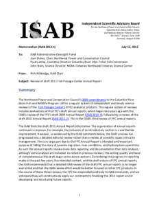 Independent Scientific Advisory Board  for the Northwest Power and Conservation Council, Columbia River Basin Indian Tribes, and National Marine Fisheries Service th