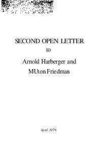 SECOND OPEN LETTER to Arnold Harberger and MUton Friedman  April 1976