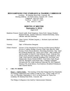 NEW HAMPSHIRE FIRE STANDARDS & TRAINING COMMISSION Location: 98 Smokey Bear Blvd, Concord, NH Mailing Address: 33 Hazen Drive, Concord, NH[removed]Telephone: [removed]Toll Free: [removed]Fax: [removed]