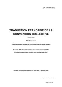 (1ER JANVIERTRADUCTION FRANCAISE DE LA CONVENTION COLLECTIVE conclue entre A.M.I.L. et F.L.T.L.