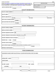 SENTINEL EVENT REPORT  PART 1 Pursuant to NRS[removed], NAC[removed], NRS[removed]), NRS[removed]b, and NRS[removed], this form must be completed and submitted to the Nevada State Health Division whenever a sentinel 