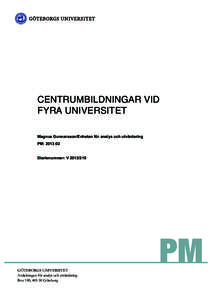 CENTRUMBILDNINGAR VID FYRA UNIVERSITET Magnus Gunnarsson/Enheten för analys och utvärdering PM: 2013:02  Diarienummer: V