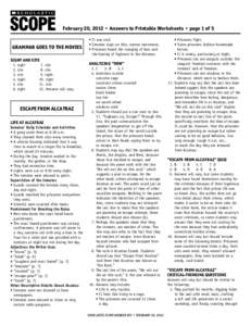 ®  THE LANGUAGE ARTS MAGAZINE February 20, 2012 • Answers to Printable Worksheets • page 1 of 5