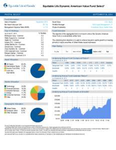 Equitable Life Dynamic American Value Fund Select*  PIVOTAL SELECT SEPTEMBER 30, 2014