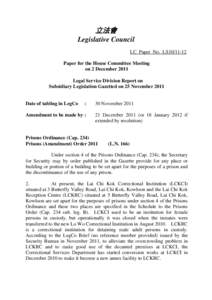 立法會 Legislative Council LC Paper No. LS10[removed]Paper for the House Committee Meeting on 2 December 2011 Legal Service Division Report on