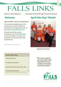 FALLS LINKS Volume 7 April Falls Issue Newsletter of the NSW Falls Prevention Network  Welcome