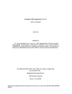 Porting the UNIX Implementation of Icon* William H. Mitchell TR 83-10d  ABSTRACT